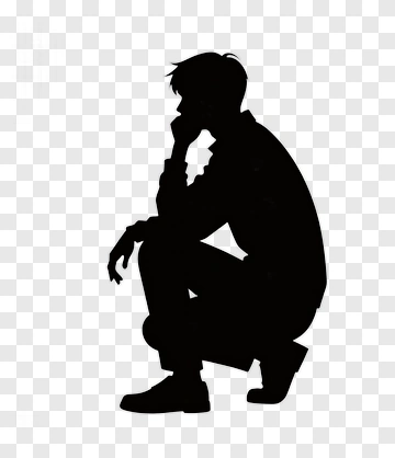 Black Silhouette Of A Crouching Person PNG