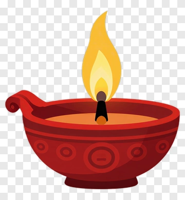 Red Diya With Burning Flame PNG