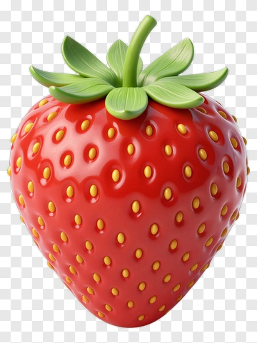 Red Strawberry With Green Leaf PNG