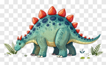 Stegosaurus Eating Plant PNG