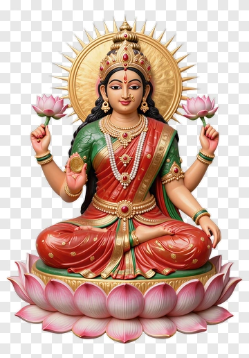 Goddess Lakshmi Seated On Lotus PNG