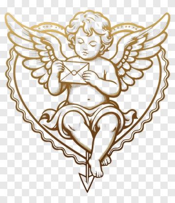 Cherub Holding Letter In Heart Frame PNG
