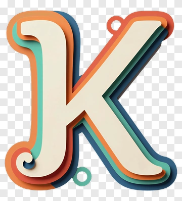 Letter K With Layered Colorful Design PNG
