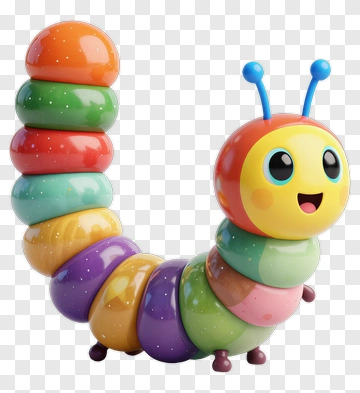 Colorful Caterpillar Toy Character PNG