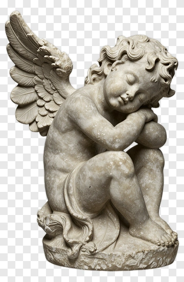 Stone Angel Statue With Wings PNG