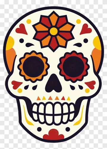 Sugar Skull With Floral Design PNG