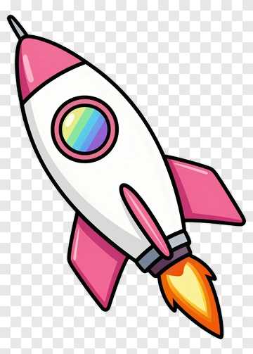 Pink Rocket With Rainbow Window PNG