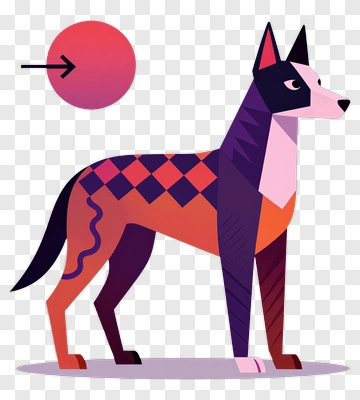 Stylized Dog With Geometric Pattern PNG