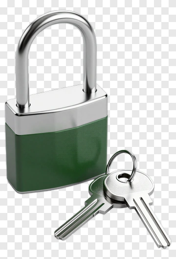 Green Padlock With Silver Keys PNG