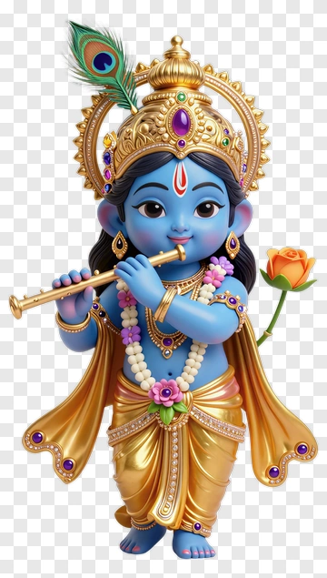 Blue Krishna Playing Flute PNG