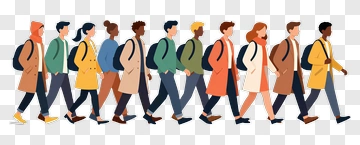 Group Of People Walking Together PNG