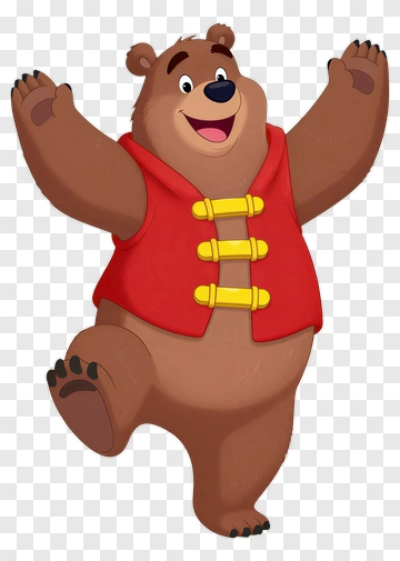 Happy Dancing Bear In Red Vest PNG