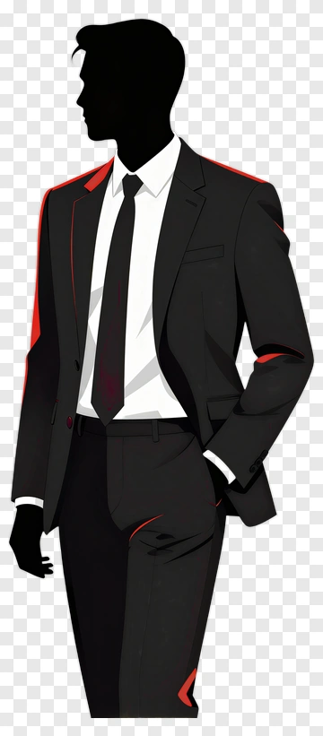 Man In Black Suit With Red Accents PNG