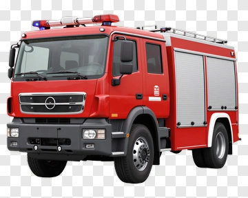 Red Fire Truck With Ladder And Lights PNG