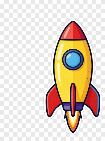 Yellow Rocket With Red Nose PNG