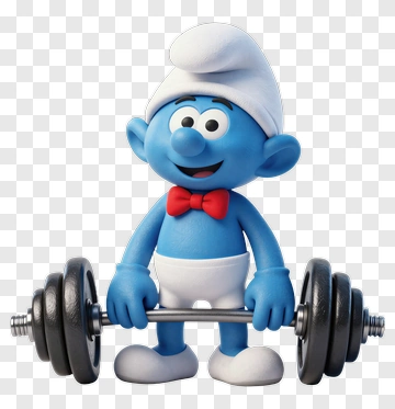 Blue Smurf Lifting Barbell PNG