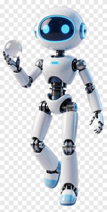 White Robot With Blue Eyes PNG