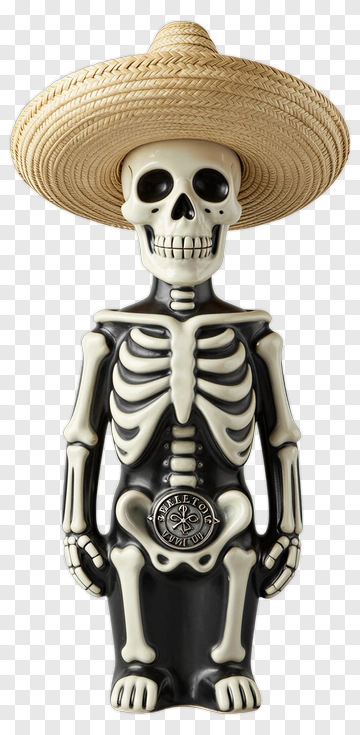 Mexican Skeleton Figurine With Sombrero PNG