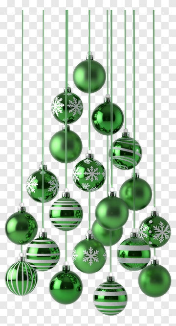 Green Christmas Ornaments Hanging PNG