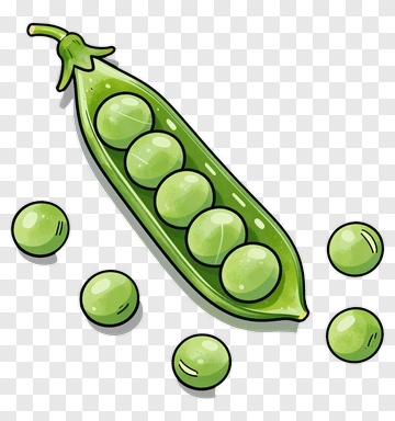 Cartoon Pea Pod With Peas PNG