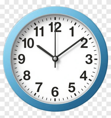 Blue Wall Clock With Black Hands PNG