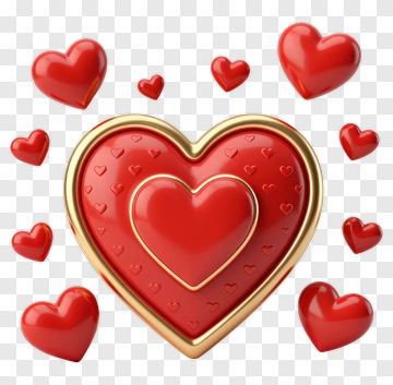 Red Heart With Gold Frame PNG