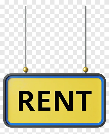 Yellow Rent Sign Hanging PNG