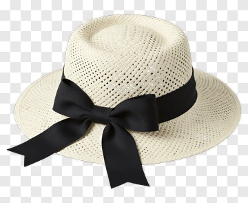 Straw Hat With Black Bow PNG