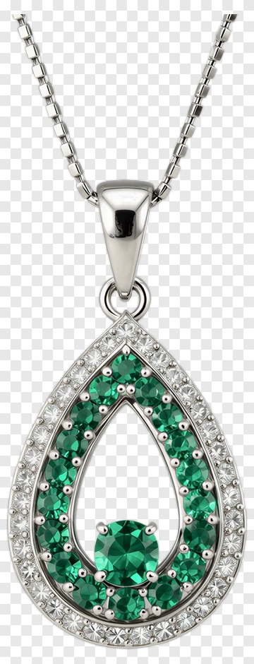 Emerald And Diamond Teardrop Pendant PNG