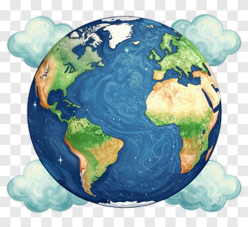 Cartoon Earth With Clouds PNG