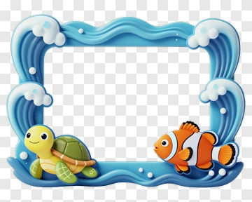 Sea Turtle And Clownfish Frame PNG