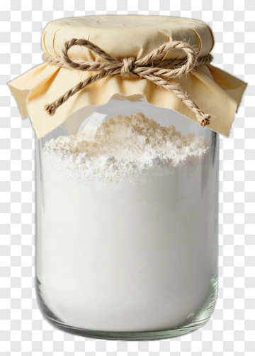 Flour In Glass Jar With Cloth Lid PNG
