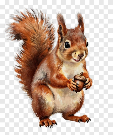 Red Squirrel Holding Acorn PNG