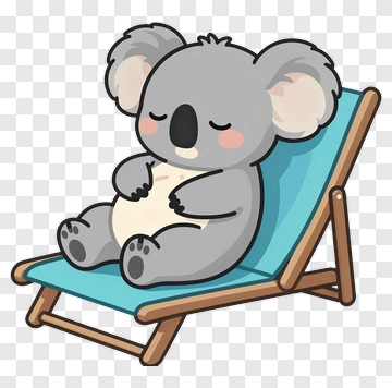 Cute Koala Relaxing On Deck Chair PNG