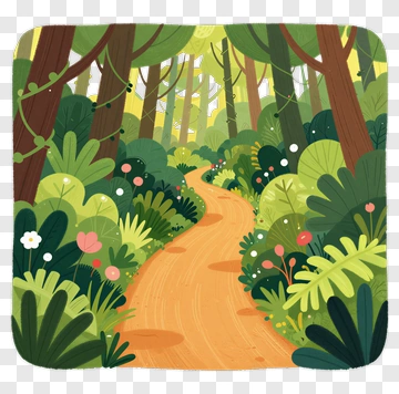 Forest Path Through Lush Greenery PNG
