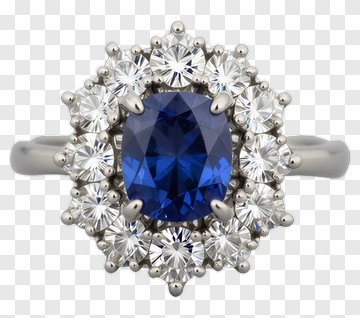 Blue Sapphire Ring With Diamond Halo PNG
