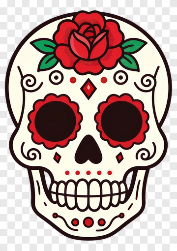 Decorative Skull With Rose PNG