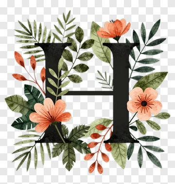 Elegant Floral Letter H PNG