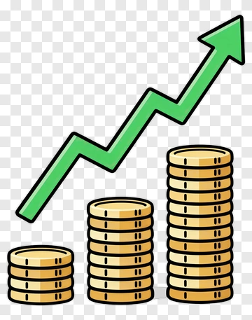 Gold Coins And Green Arrow PNG