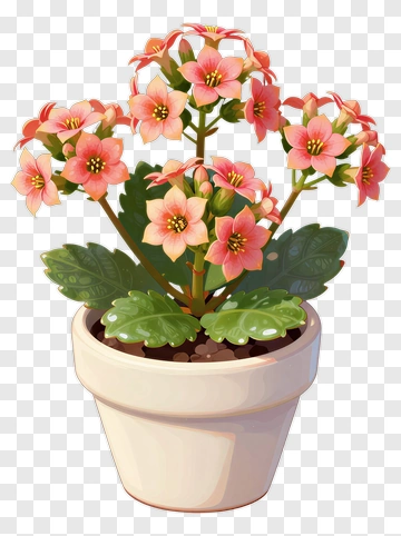 Pink Flower In White Pot PNG