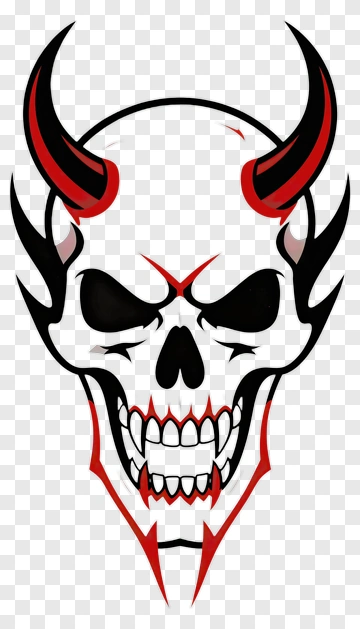 Devil Skull With Red Horns PNG