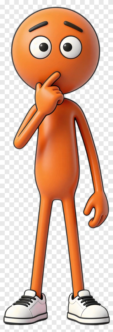 Orange Cartoon Character Thinking PNG