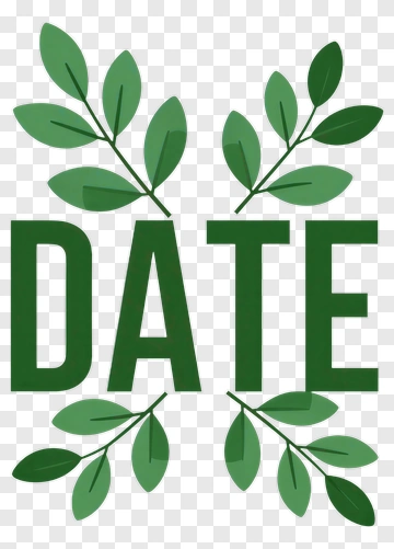 Date With Leaf Branch Design PNG
