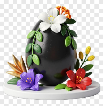 Decorative Egg With Floral Arrangement PNG