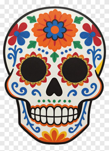 Sugar Skull With Floral Design PNG