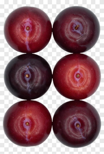 Six Plums Arranged In A Grid PNG