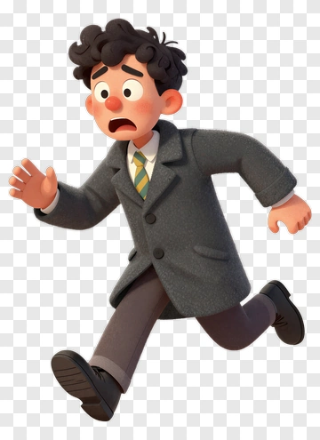 Cartoon Boy Running In School Uniform PNG