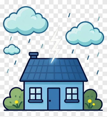 House Under Thunderstorm PNG