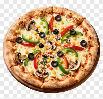 Vegetable Pizza With Mushrooms And Peppers PNG