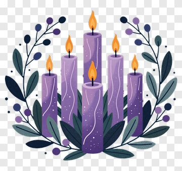 Purple Candles In Wreath PNG